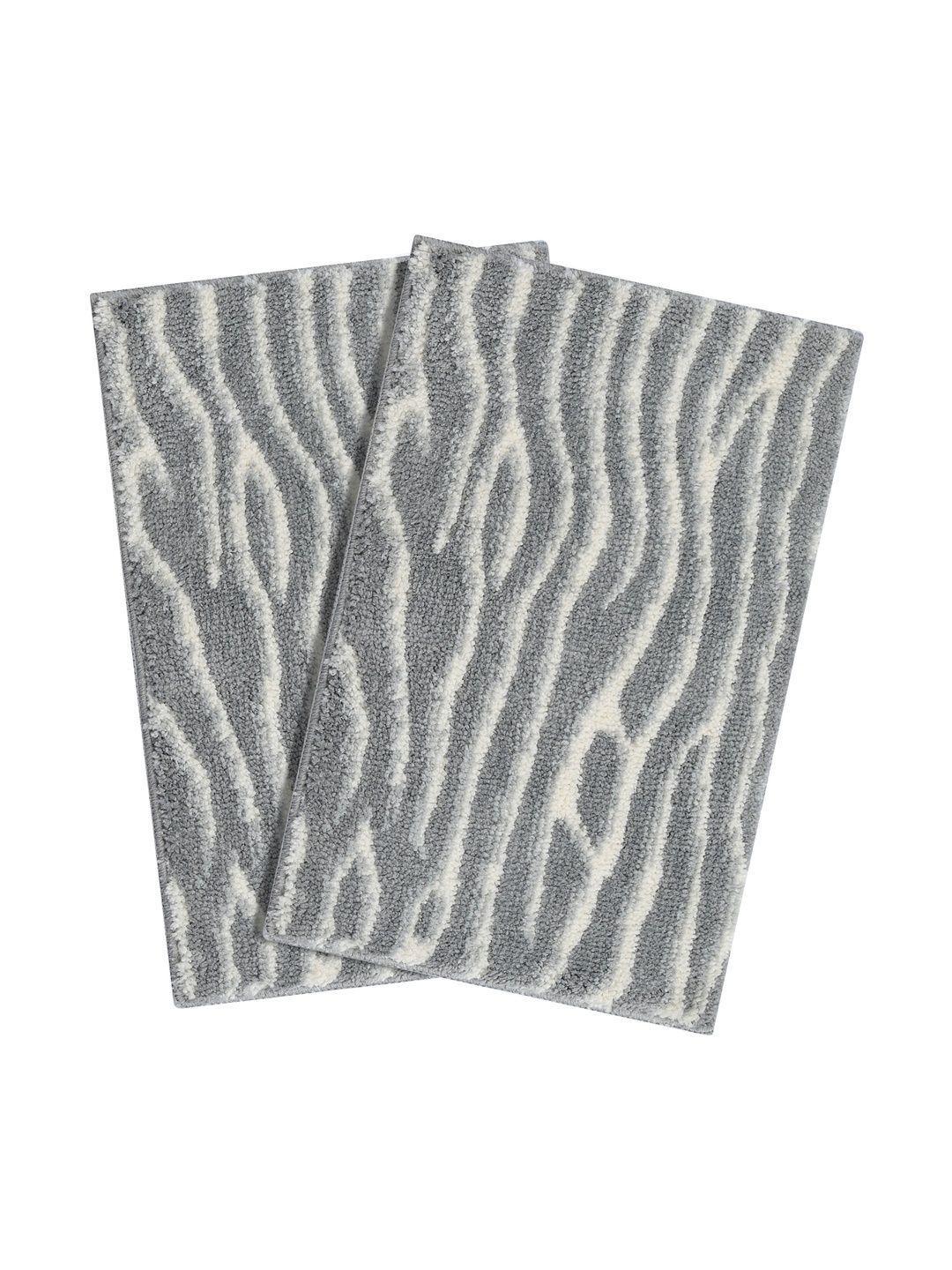 Saral Home 2-Pcs Grey Self-Designed Anti-Skid 2200 GSM Bath Rugs-picture-30