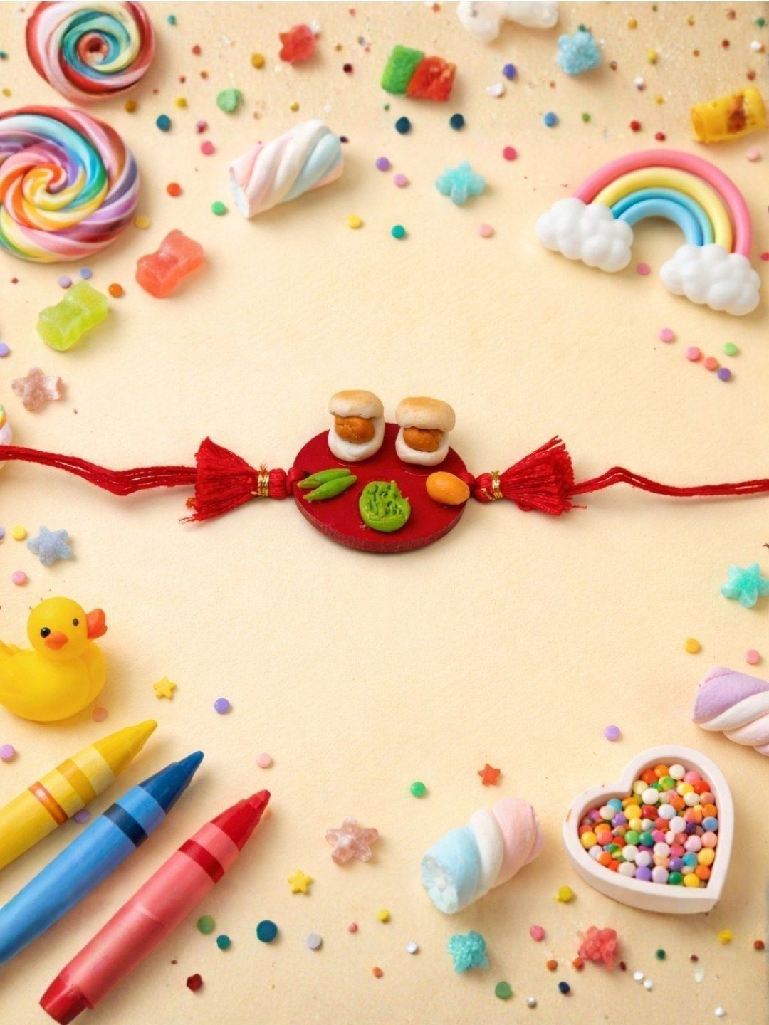 I Jewels Cartoon Food Design Kids Rakhi with Roli Chawal & Raksha Bandhan Card-picture-39