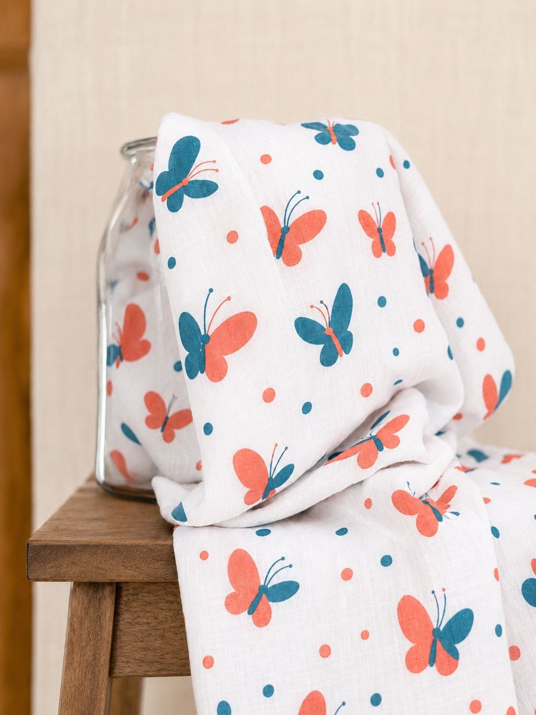 myminibuds White & Red 1 Piece Printed Cotton 120 GSM Towel Set-picture-46