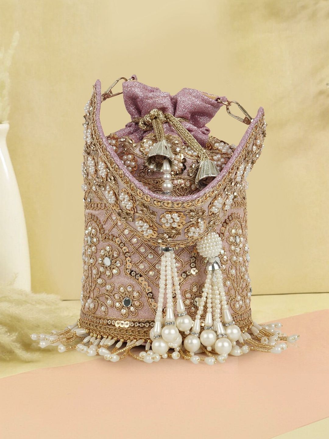 Anouk Embroidered Embellished Potli Clutch-picture-28