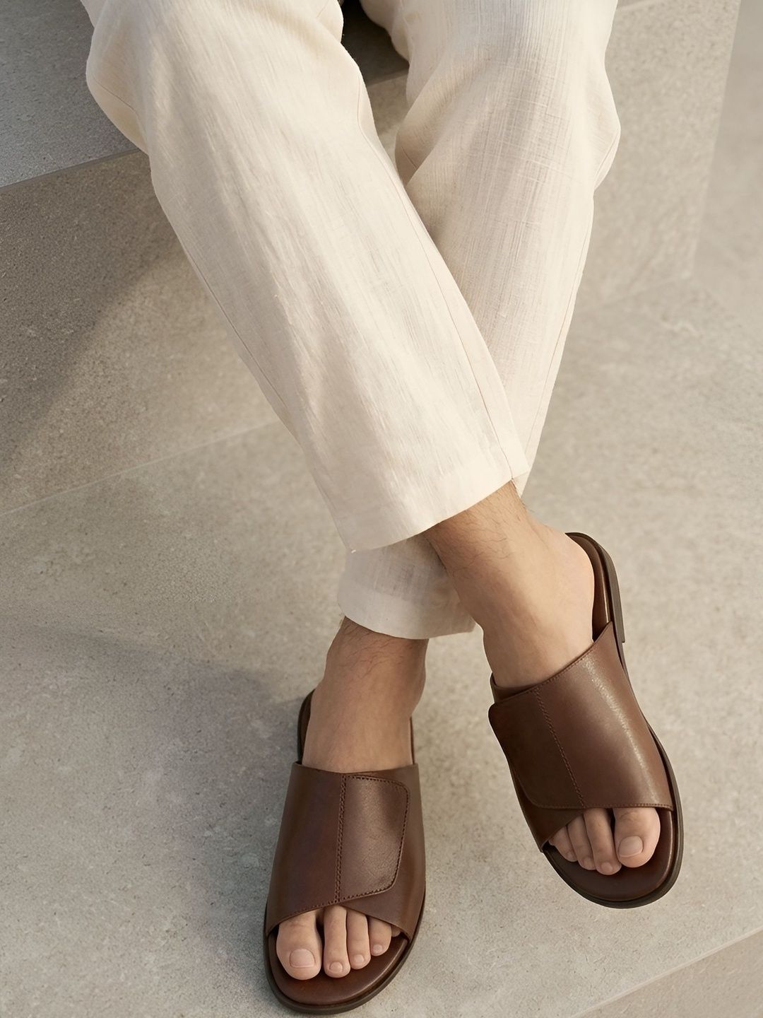 MICHEAL FERAAS Men Leather Sliders-picture-28