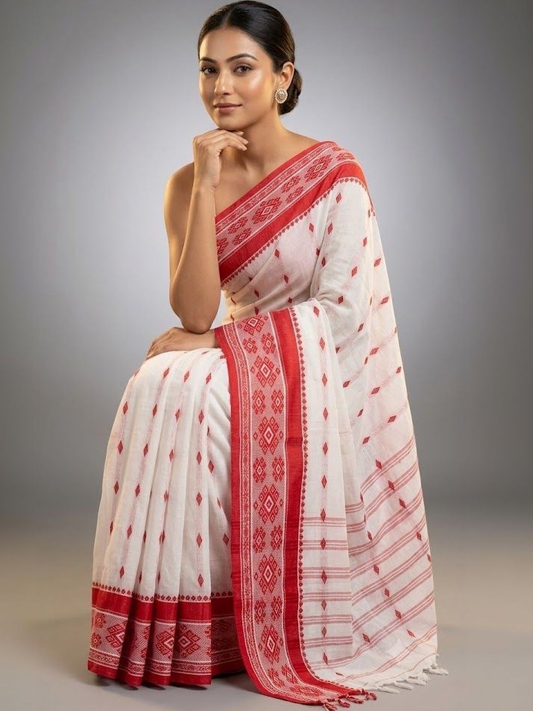Shopeezy Tex Fab Woven Design Pure Cotton Fusion Khadi Saree-picture-20