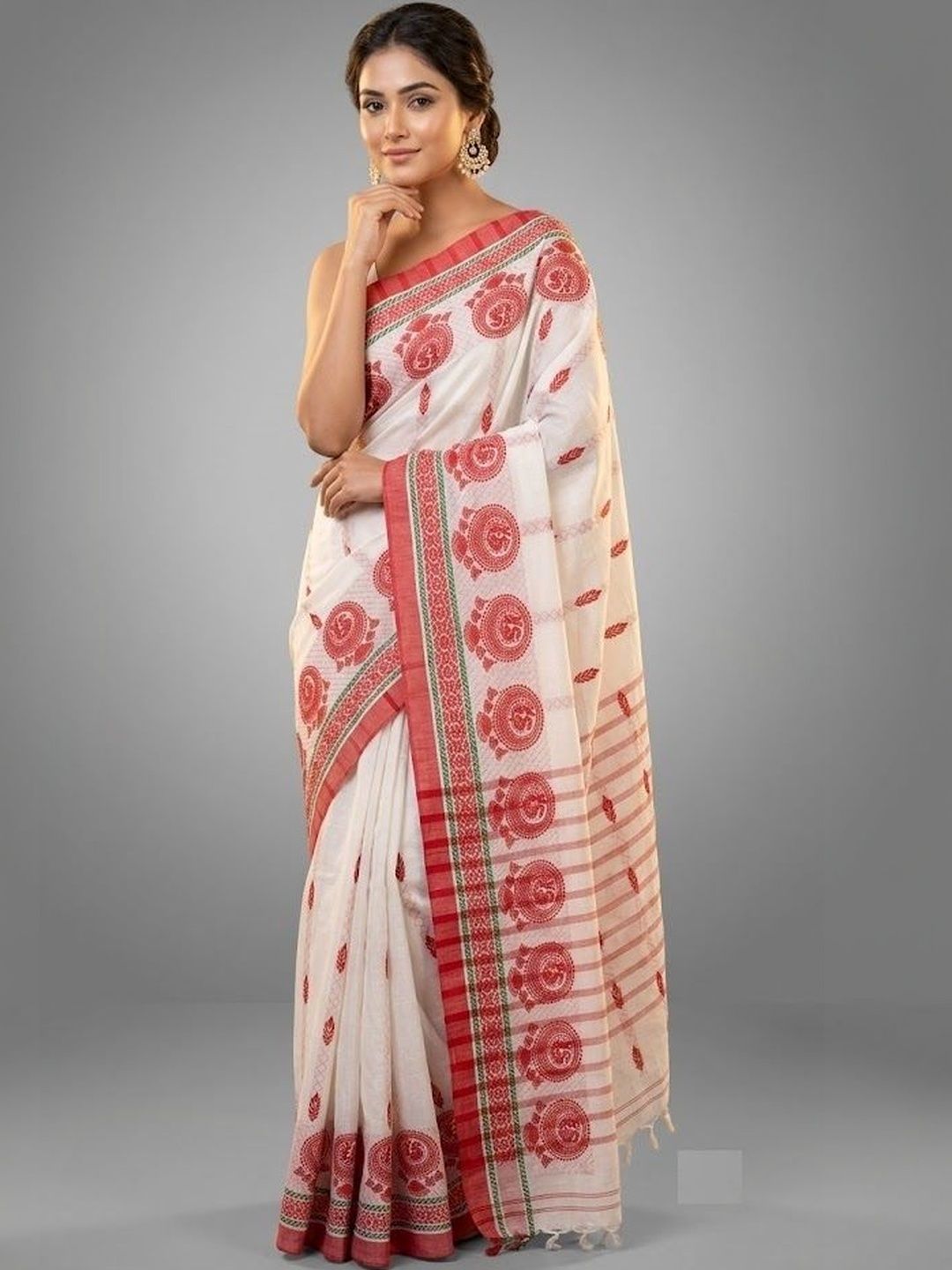 Shopeezy Tex Fab Woven Design Pure Cotton Fusion Khadi Saree-picture-26