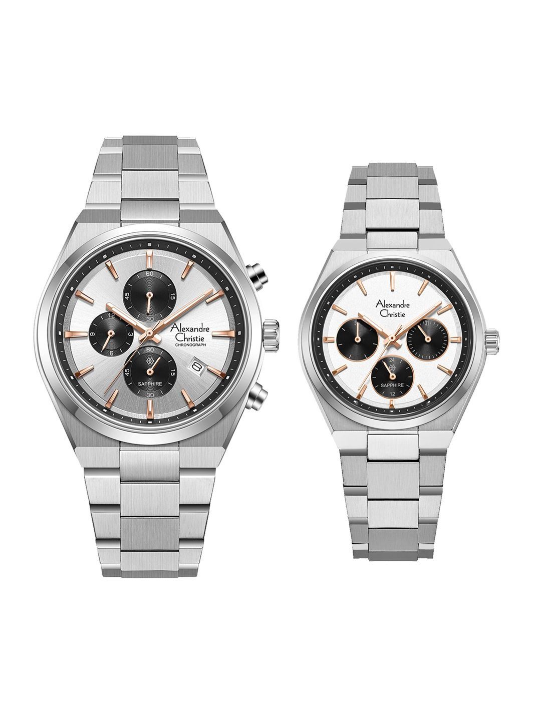Alexandre Christie Unisex Dial & Stainless Steel Bracelet Style Straps Analogue Chronograph Watch-picture-26
