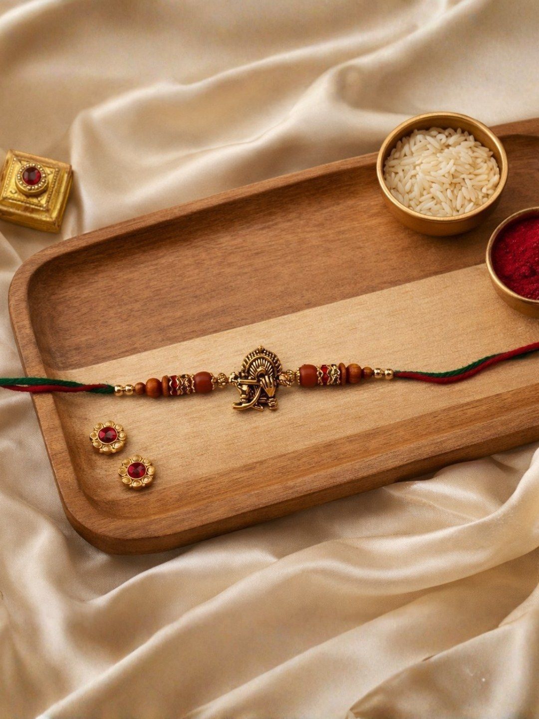 I Jewels Men Lord Ganesha Thread Rakhi with Roli Chawal & Raksha Bandhan Card-picture-29