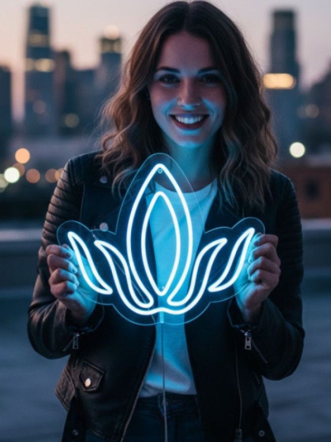 Custom Neon Blue Lotus Flower Neon Light-picture-52