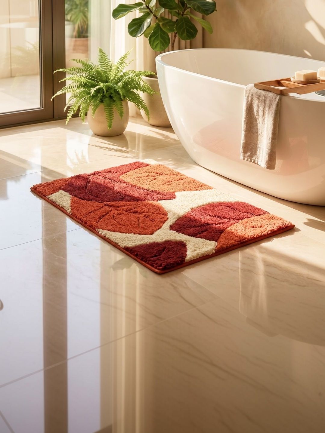 Saral Home Rust Self-Designed Anti-Skid 2400 GSM Bath Rugs-image-13