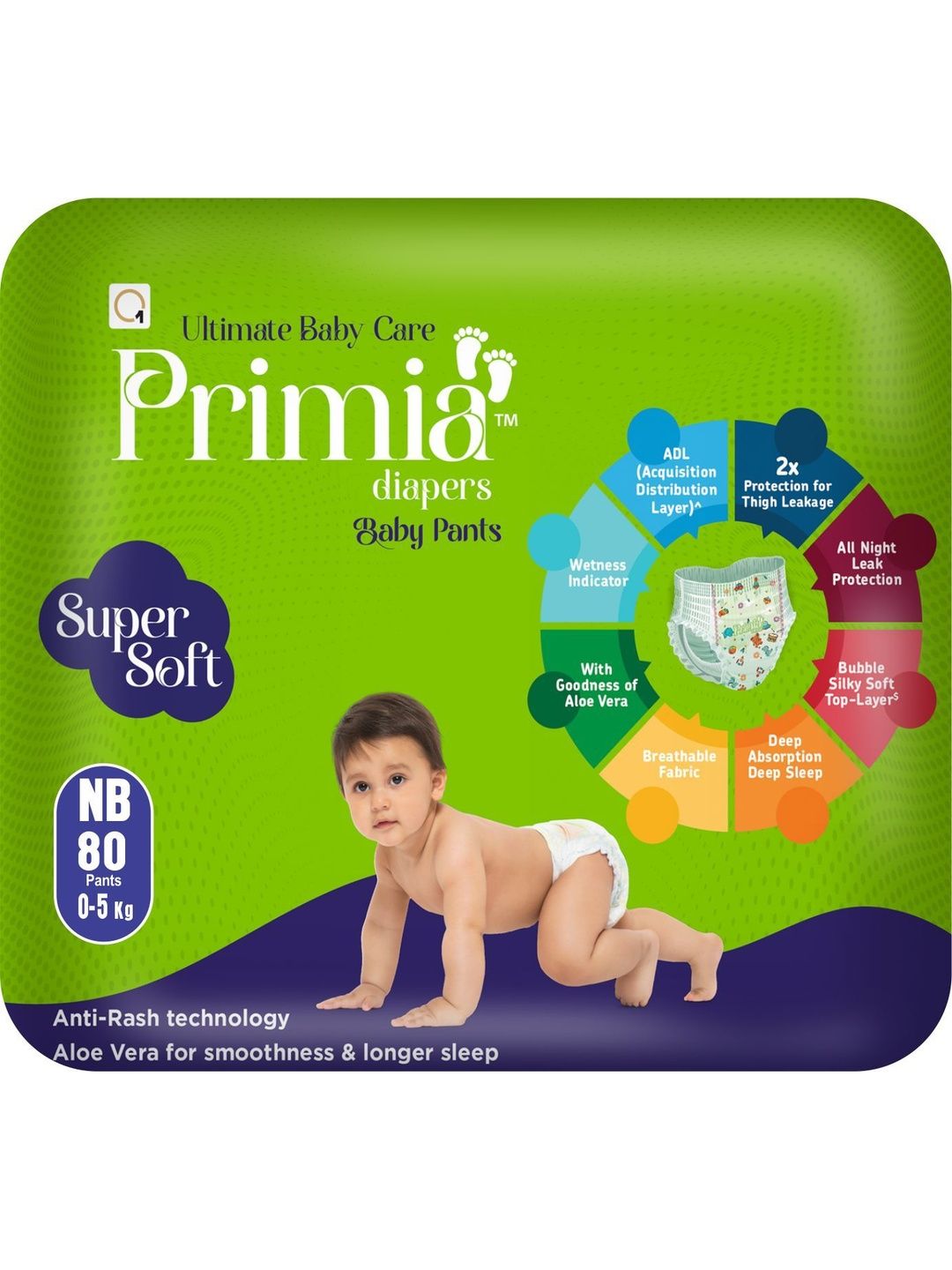 Primia Diaper Baby Pants With Ant Rash Technology - 80 Pcs - NB-picture-32