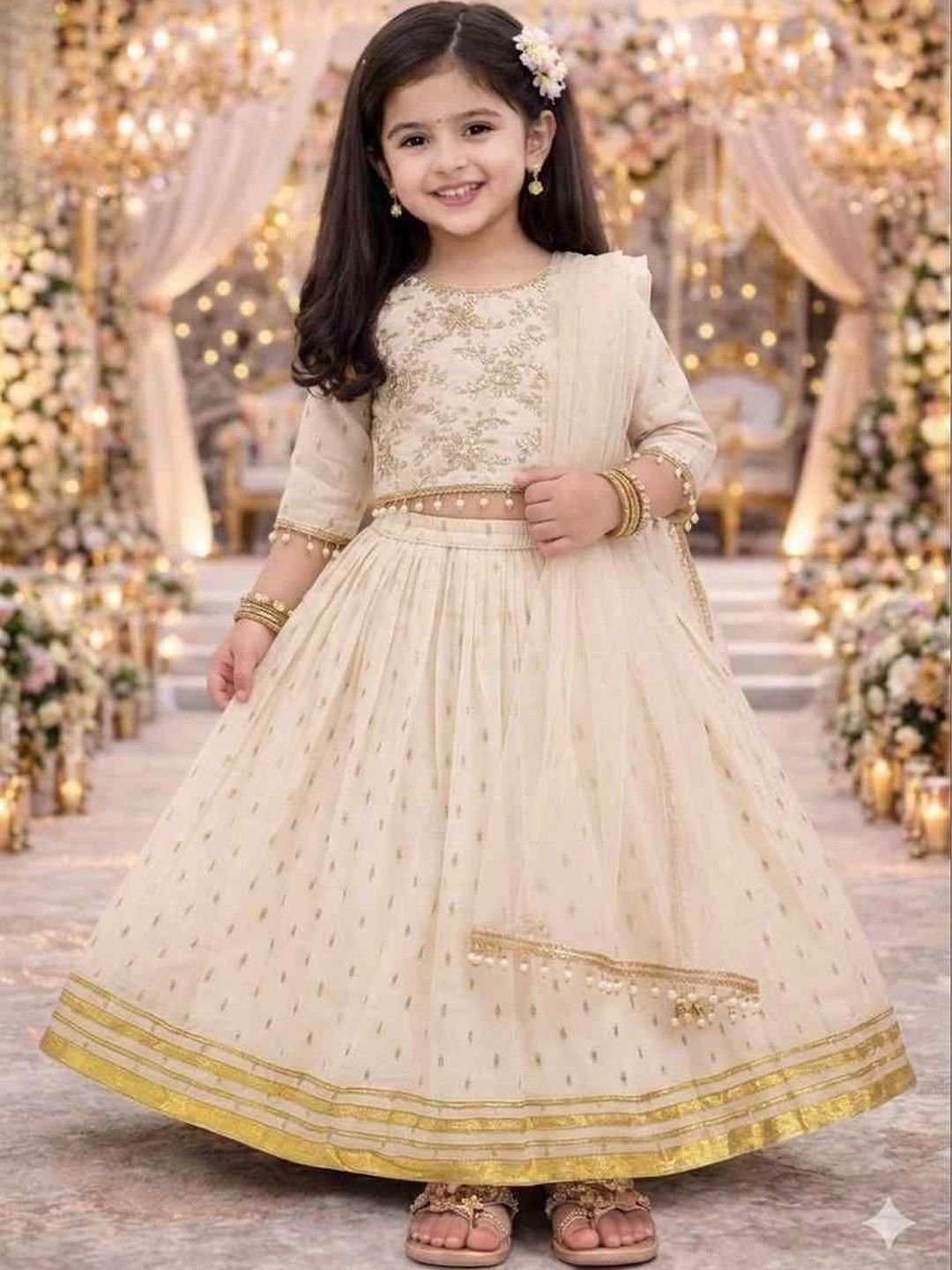 KALINI Girls Embellished Thread Work Ready to Wear Lehenga & Blouse With Dupatta-picture-46
