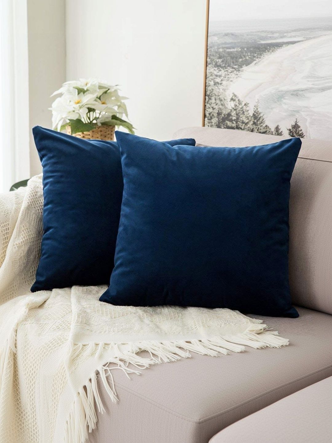 Khooti Navy Blue Set of 2 Velvet Square Cushion Covers-picture-22