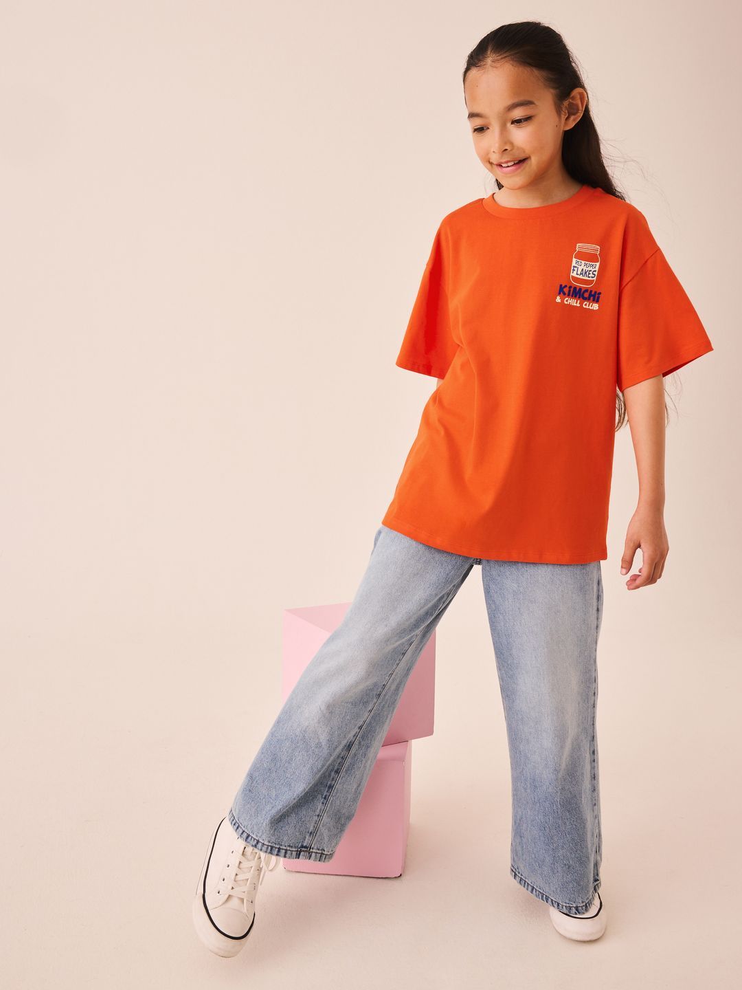 NEXT Girls Drop-Shoulder Sleeves Relaxed Fit Pure Cotton T-shirt-picture-33
