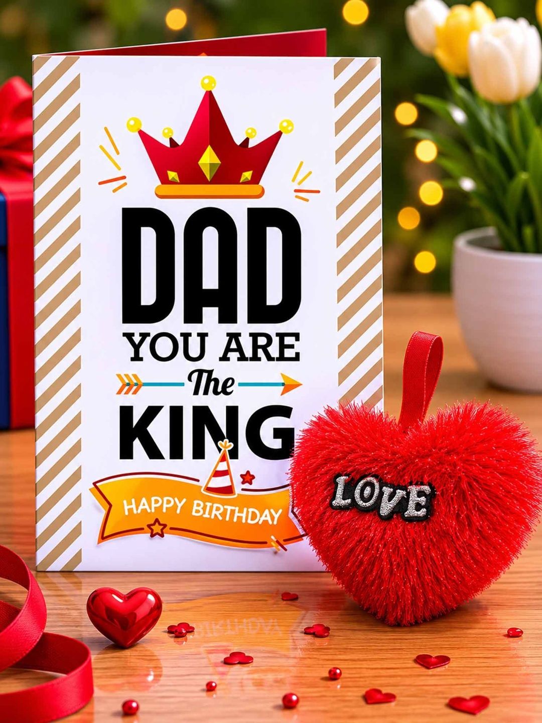 GIFT MY PASSION 2Pcs Red & White Printed Cotton Home Gift Sets - Dad Birthday Gift Combo-image-42