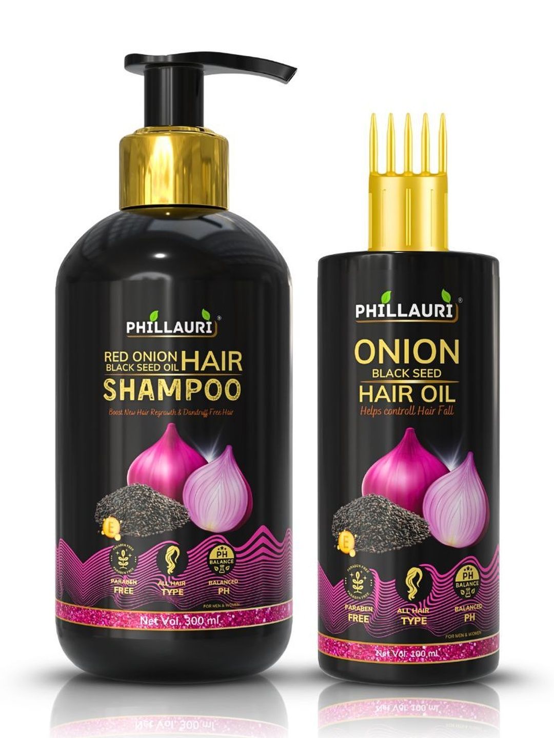 Phillauri Set Of 2 Onion & Black Seed Hair Oil 100 ml & Shampoo 300 ml-picture-49