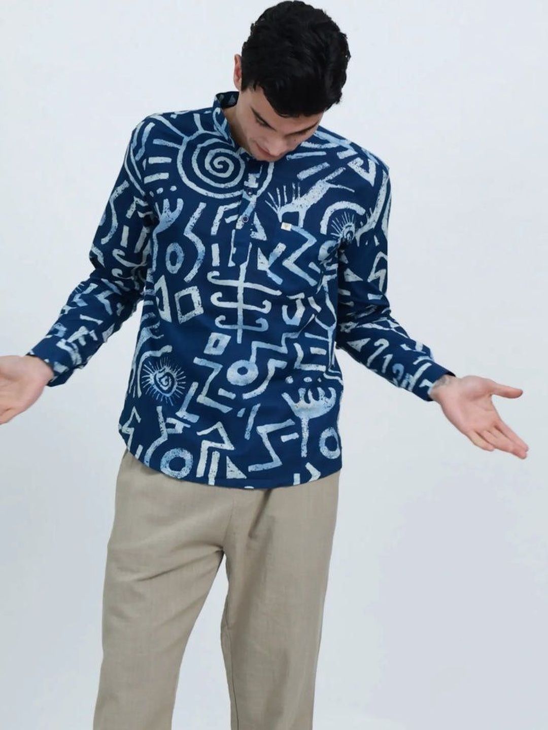 Hues Fab Men Printed Indigo Kurta-picture-12