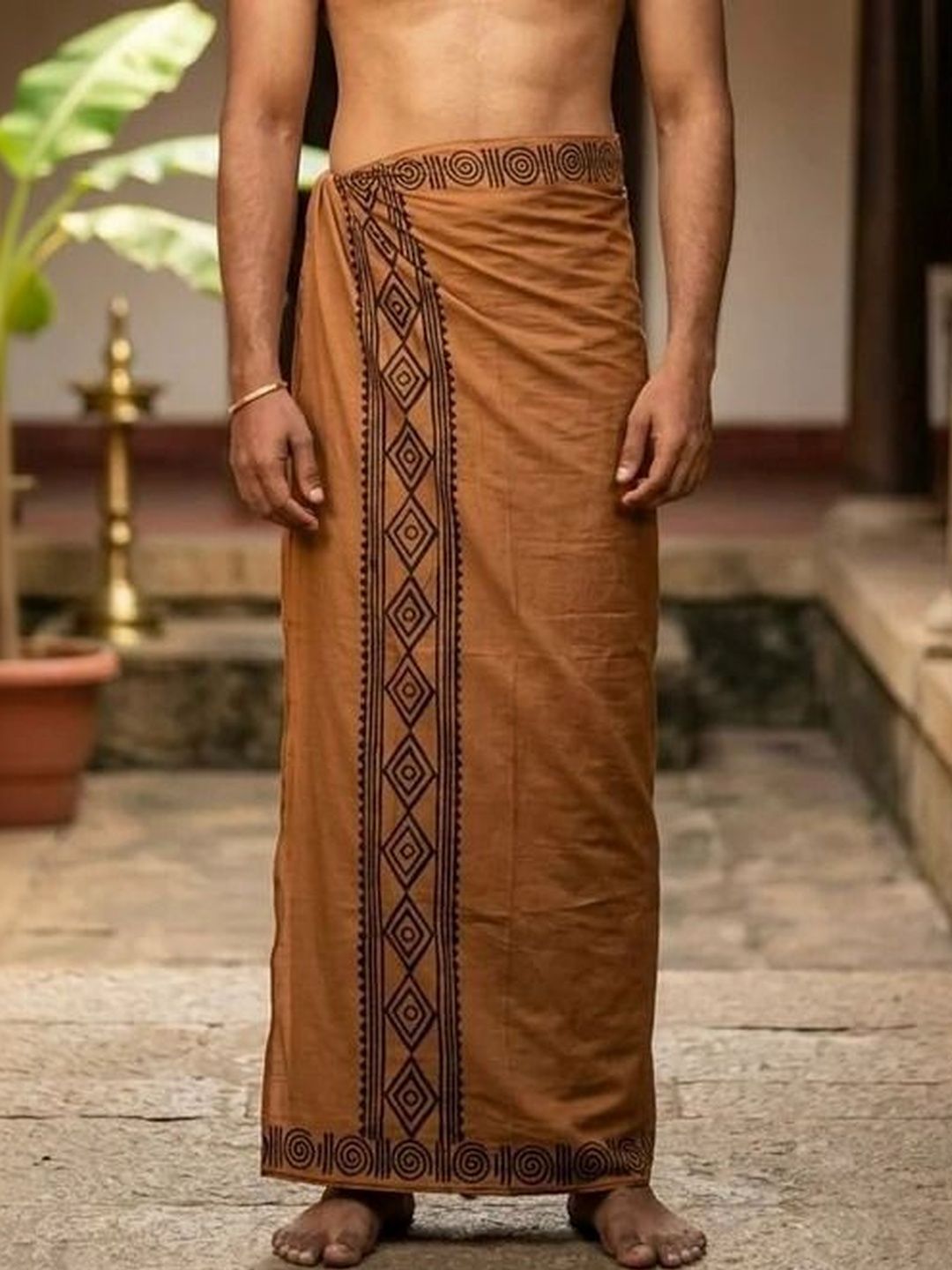CRYSTAL HEAL Men Printed Cotton Blend Dhoti Dhotis-picture-37