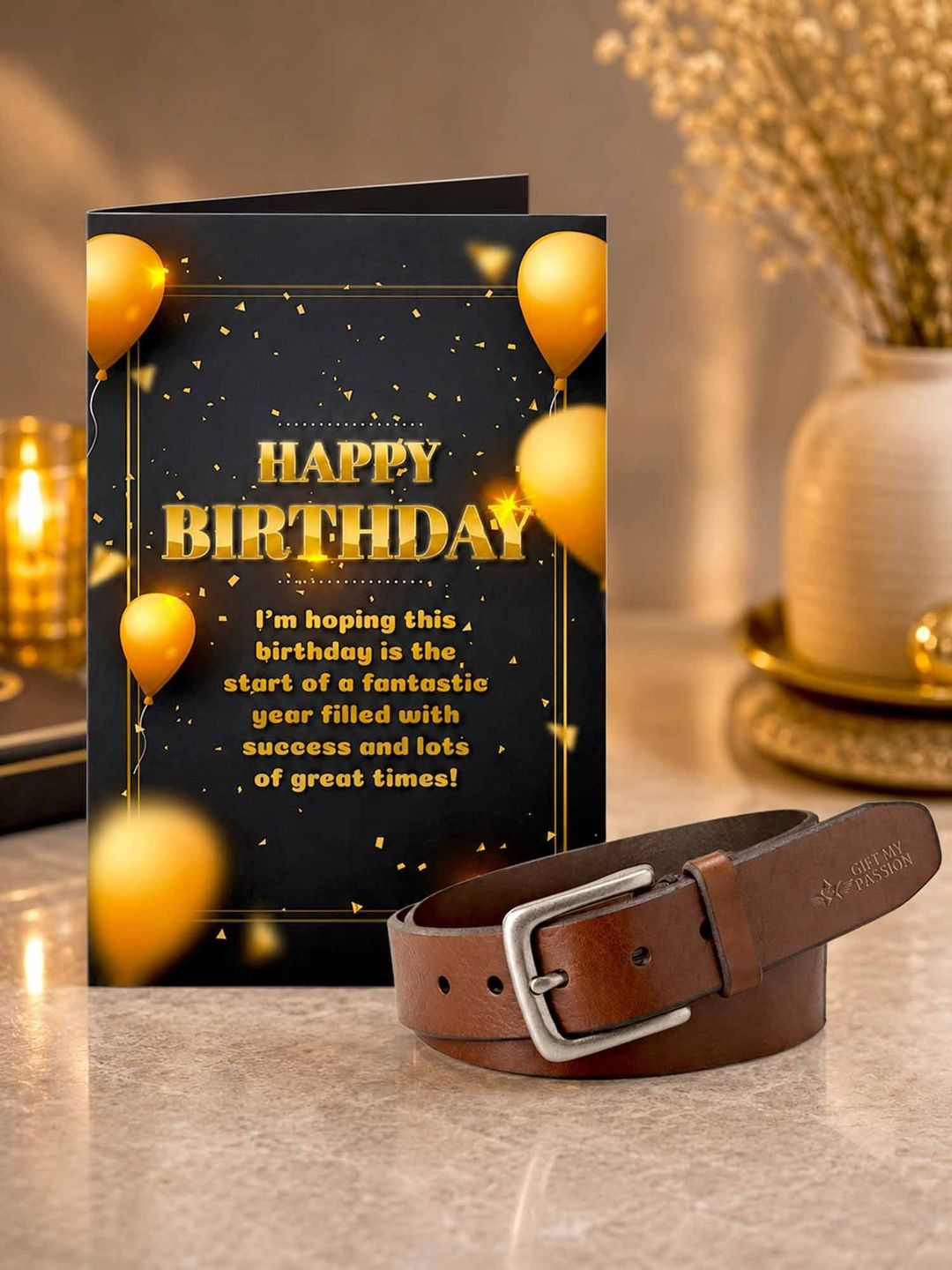 gift my passion GIFT MY PASS 2-Pieces Brown & Black Printed Birthday Gift Set-picture-46