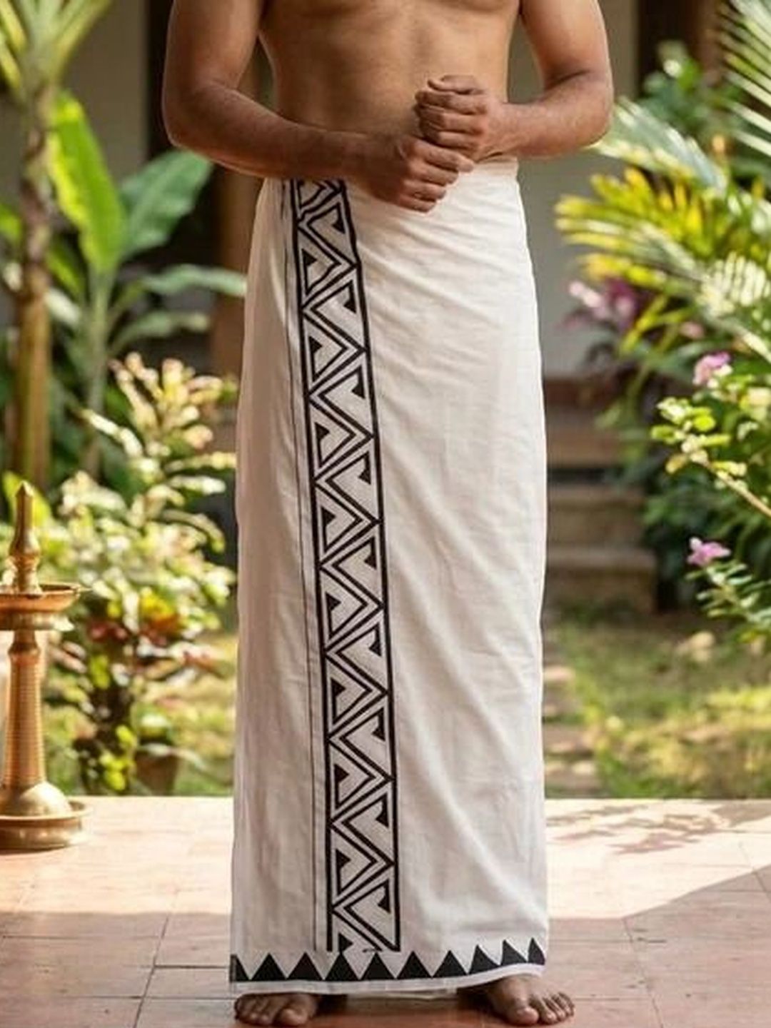 CRYSTAL HEAL Men Printed Cotton Blend Dhoti Dhotis-picture-30