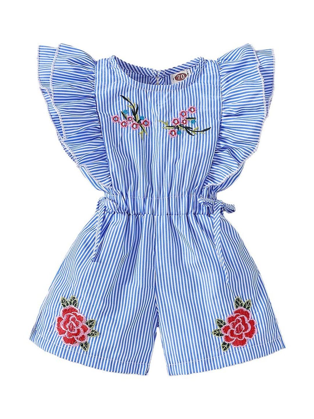 Kiddelpret Girls Striped with Embroidered Jumpsuit-picture-30