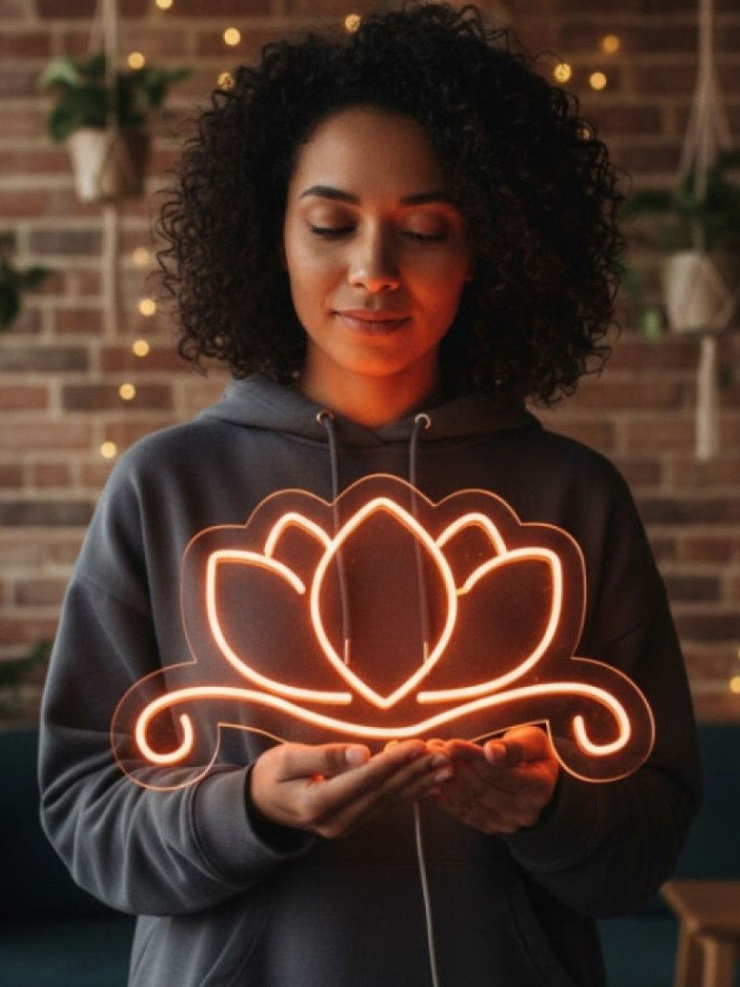 Custom Neon Orange-Coloured Lotus Flower Neon Light-picture-25