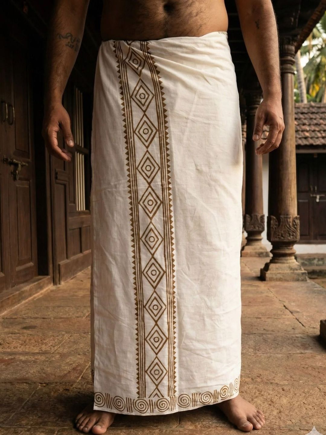 CRYSTAL HEAL Men Printed Cotton Blend Dhoti Dhotis-picture-38