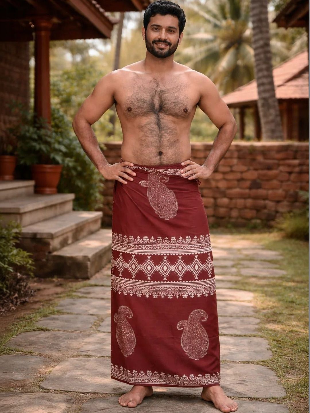 CRYSTAL HEAL Men Printed Cotton Blend Dhoti Dhotis-picture-17