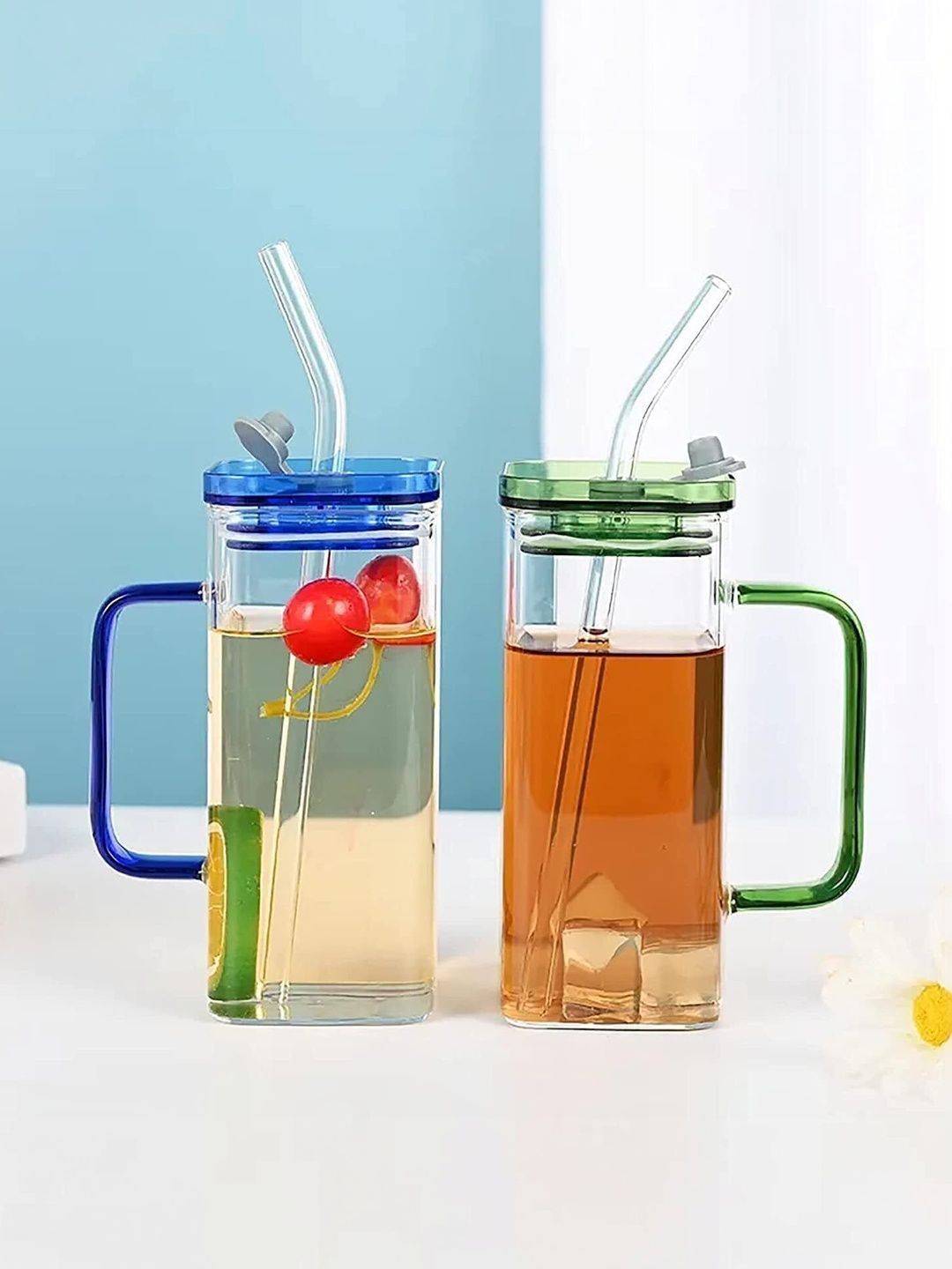 V Bright Multicoloured Solid Glass Transparent Glass Set of Cups and Mugs-image-31