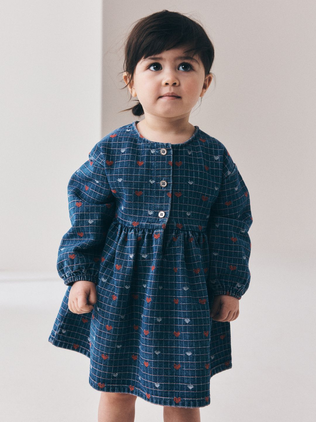 NEXT Girls Checked Puff Sleeve A-Line Dress-picture-50