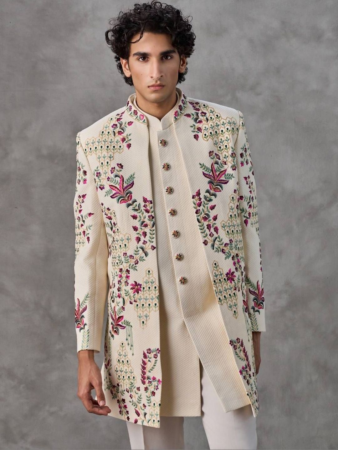 Twamev Floral Embroidered Indo Western Set-image-20