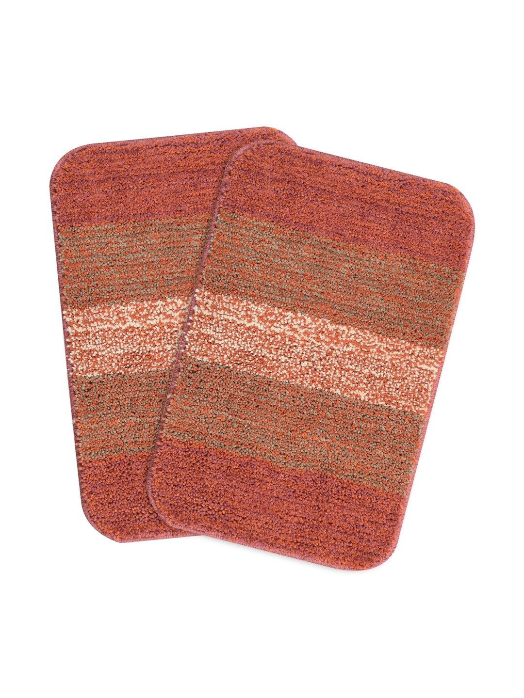 Saral Home 2-Pcs Rust Self-Designed Anti-Skid 2200 GSM Bath Rugs-image-12