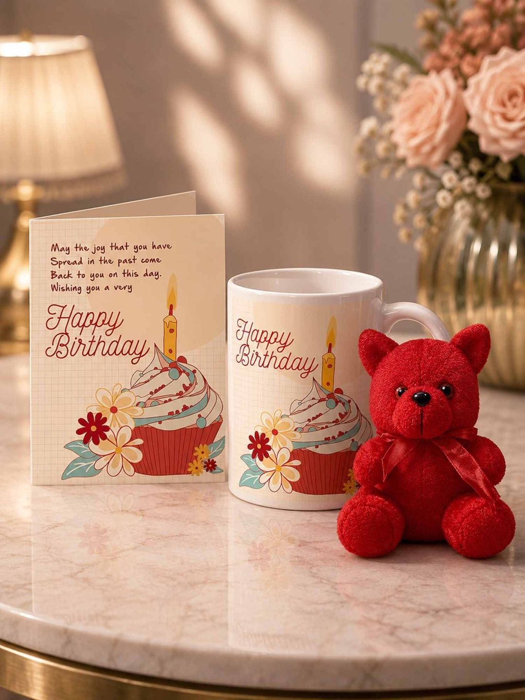 GIFT MY PASS 3-Pieces White & Red Printed Mom Birthday Gift Set-image-14