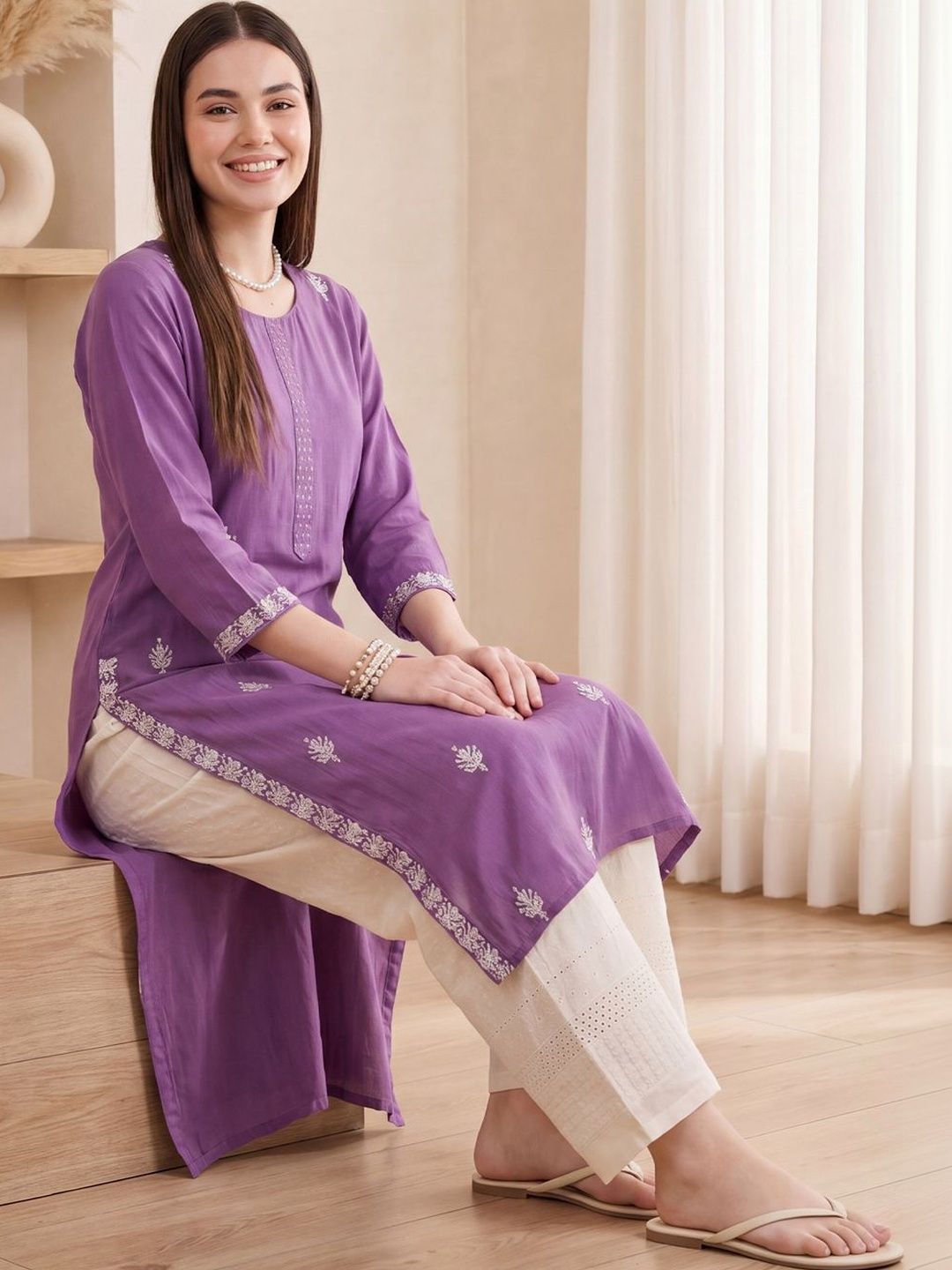 Indo Era Women Embroidered Thread Work Kurta-image-28