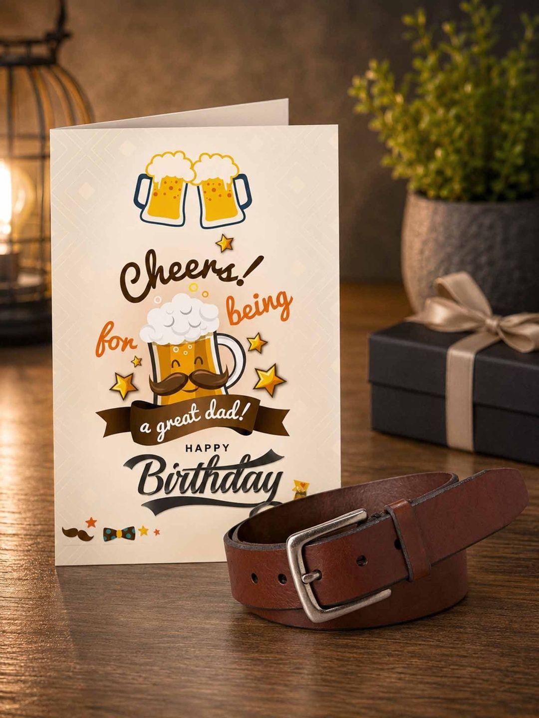 gift my passion GIFT MY PASS 2-Pieces Beige & Brown Printed Dad Birthday Gift Set-picture-41
