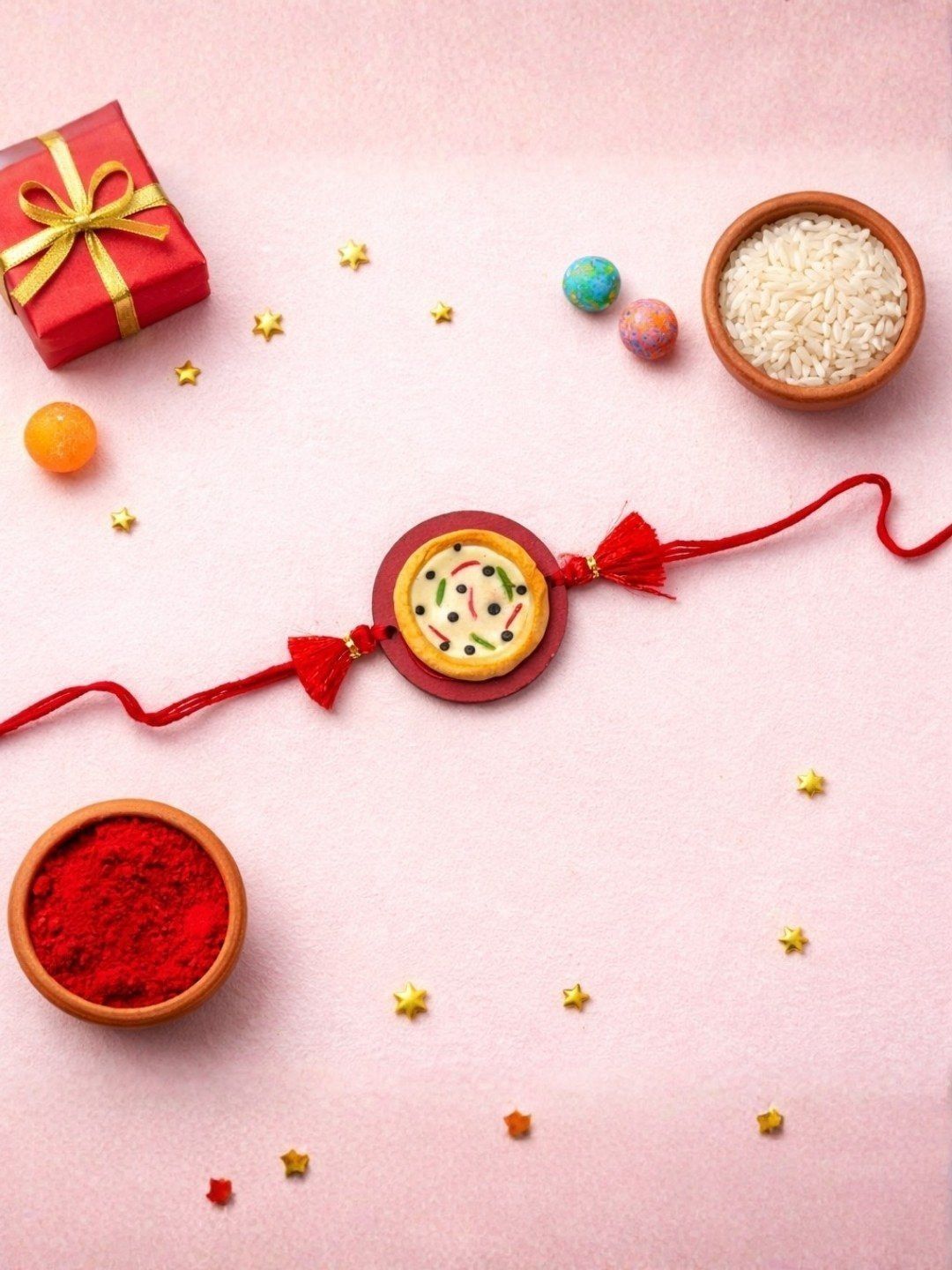 I Jewels Pizza Design Kids Rakhi with Roli Chawal & Raksha Bandhan Card-picture-41