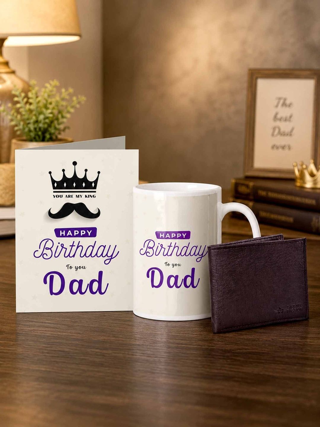 GIFT MY PASSION 3Pcs White & Purple Printed Ceramic Dad Birthday Gift Combo-image-36