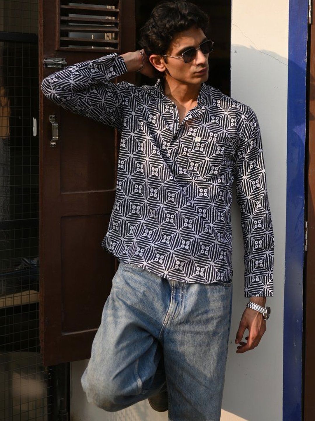 Hues Fab Men Geometric Printed Block Print Kurta-picture-33