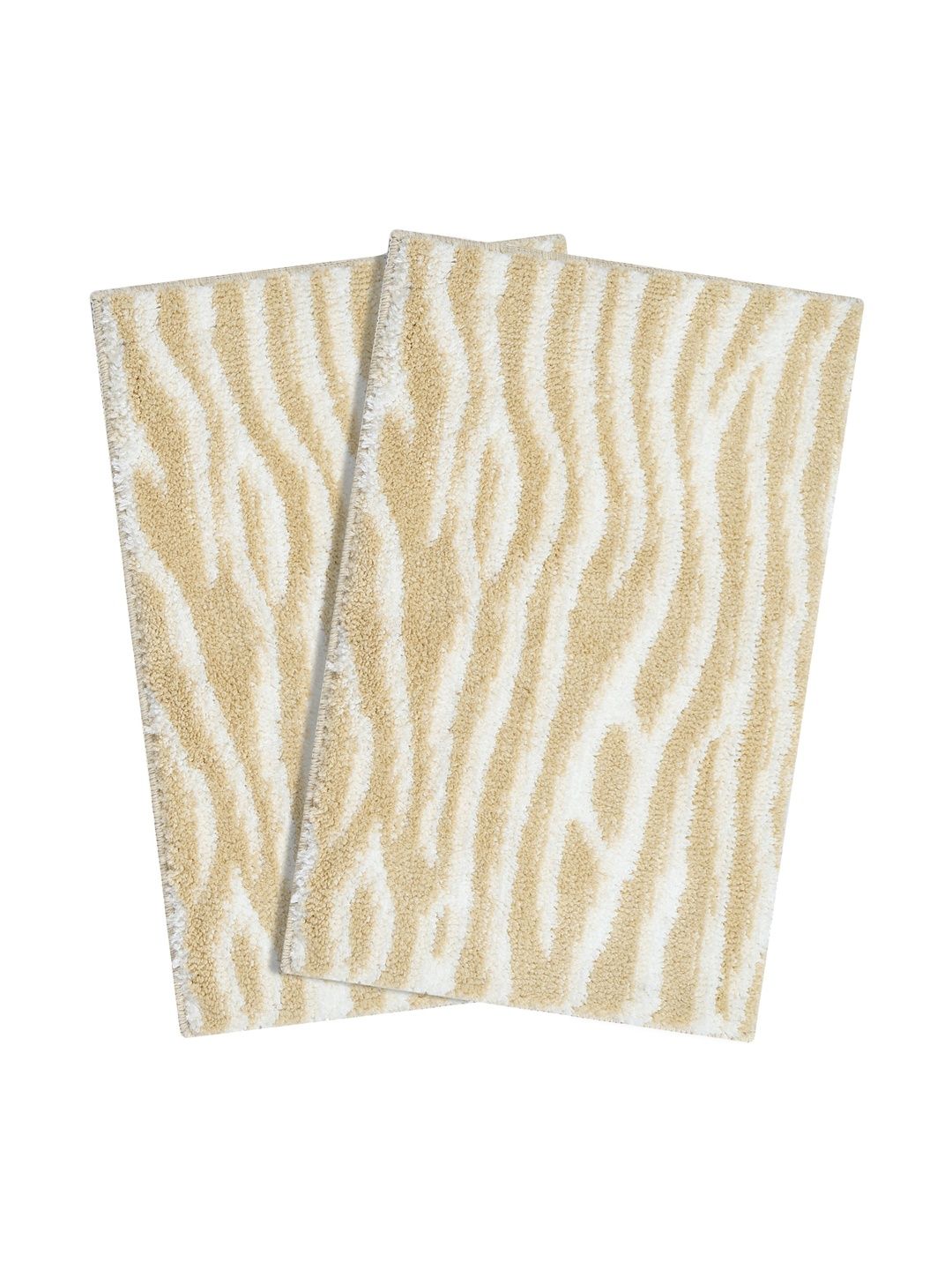 Saral Home 2-Pcs Beige Self-Designed Anti-Skid 2200 GSM Bath Rugs-image-23