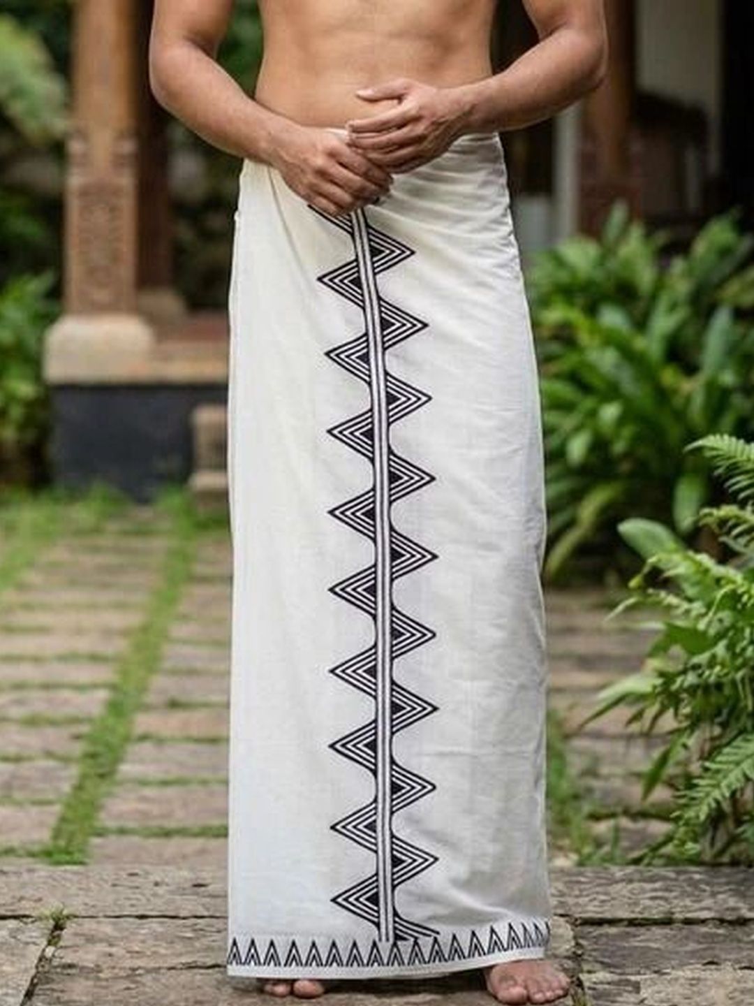 CRYSTAL HEAL Men Printed Cotton Blend Dhoti Dhotis-picture-25