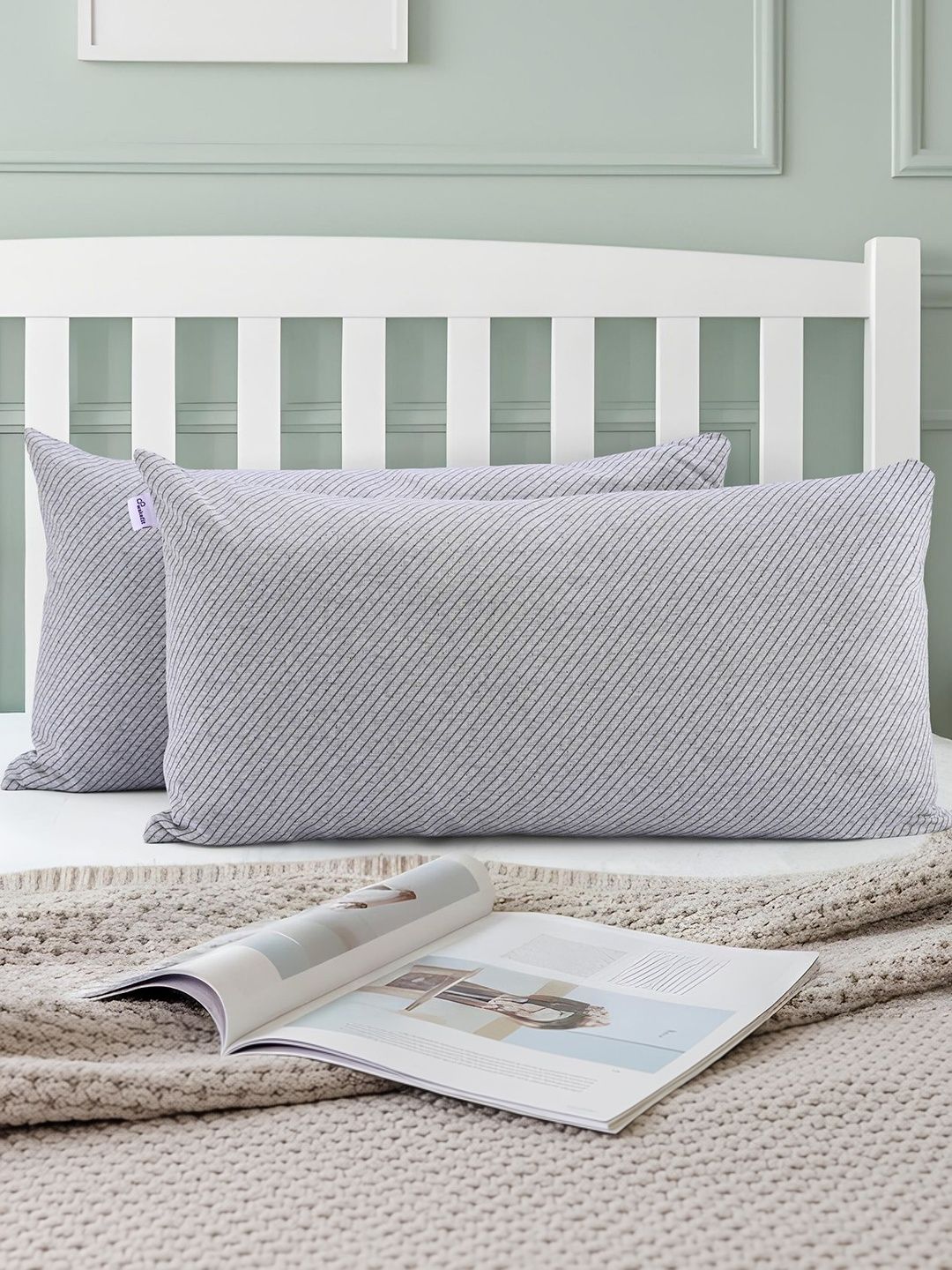 wakefit Grey Set of 2 Fibre Filled Cotton Sleep Pillow-picture-21