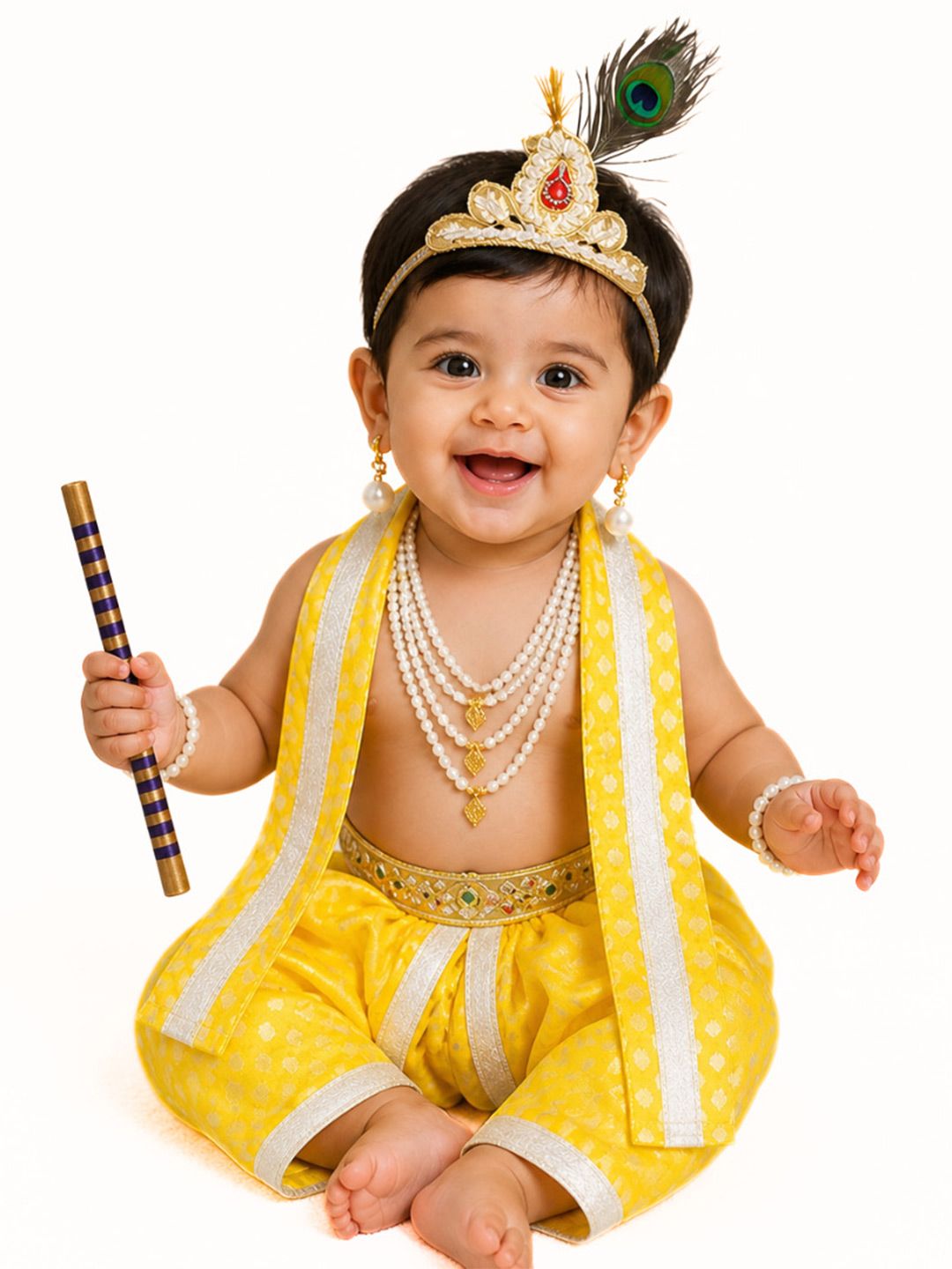itsmycostume Unisex Kids Striped Top with Dhoti Pants-image-0