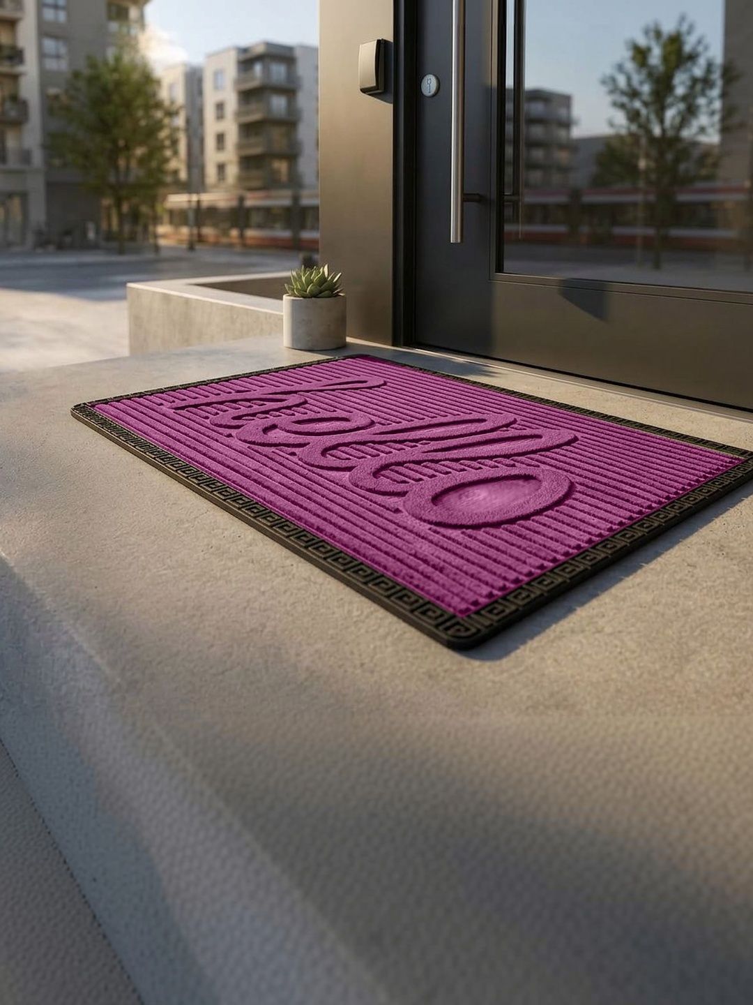 AaHo Decor Purple & Black Hello Embossed Anti-Slip Doormat-image-38