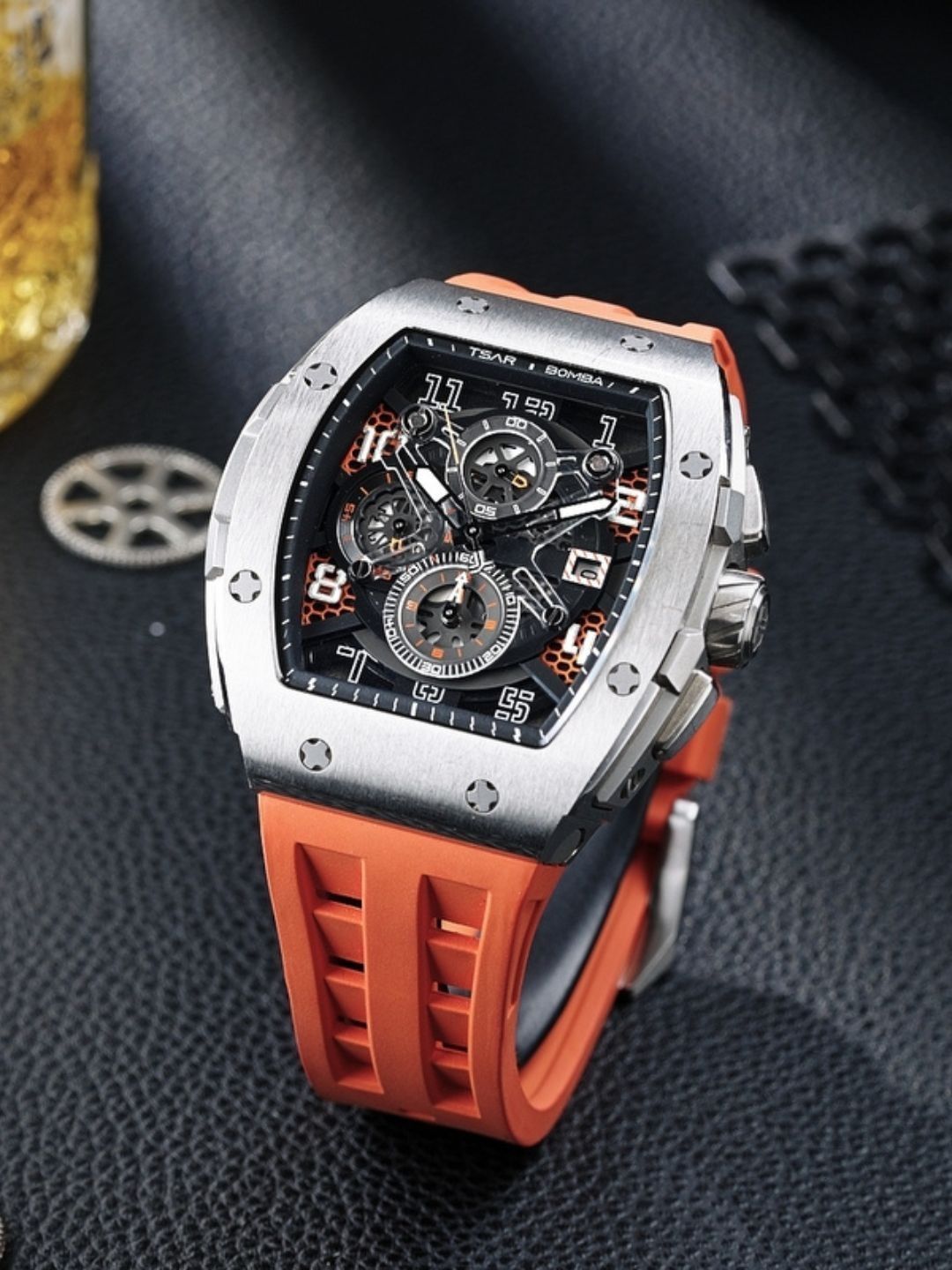 Tsar Bomba Men Skeleton Dial & Straps Analogue Chronograph Watch TB8211Q-02-image-24