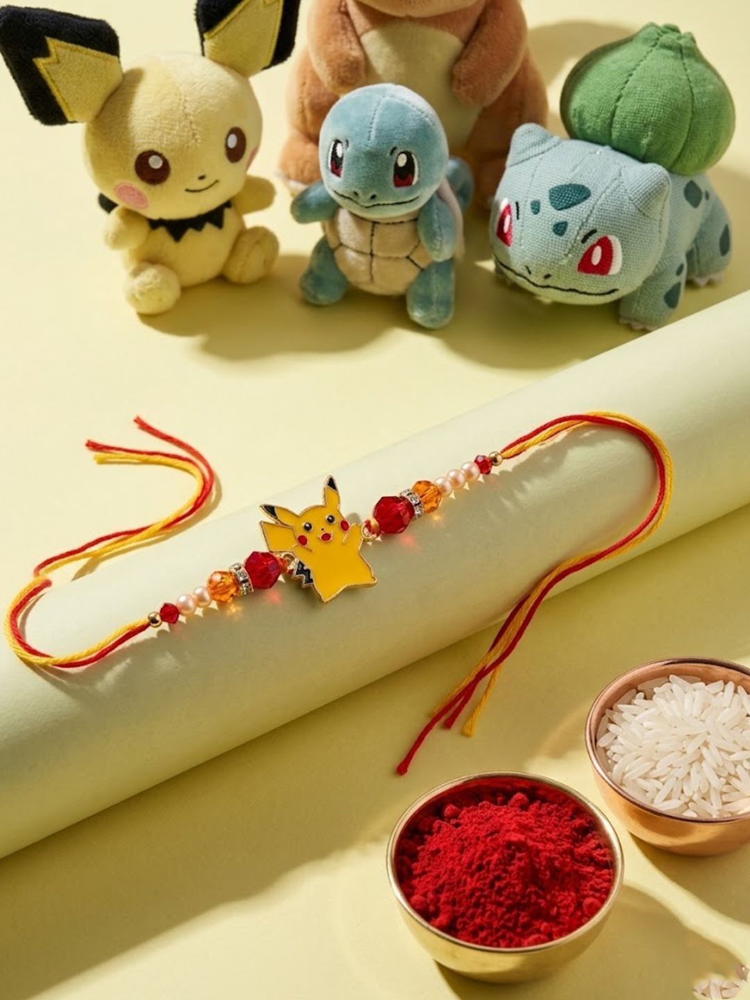 Anouk Kids Pikachu Pokemon Cartoon Yellow & Red Thread Rakhi-picture-38