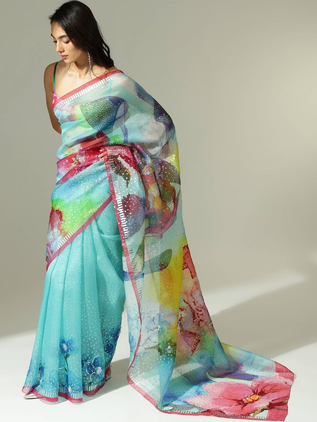Satya Paul Floral Organza Saree-picture-11
