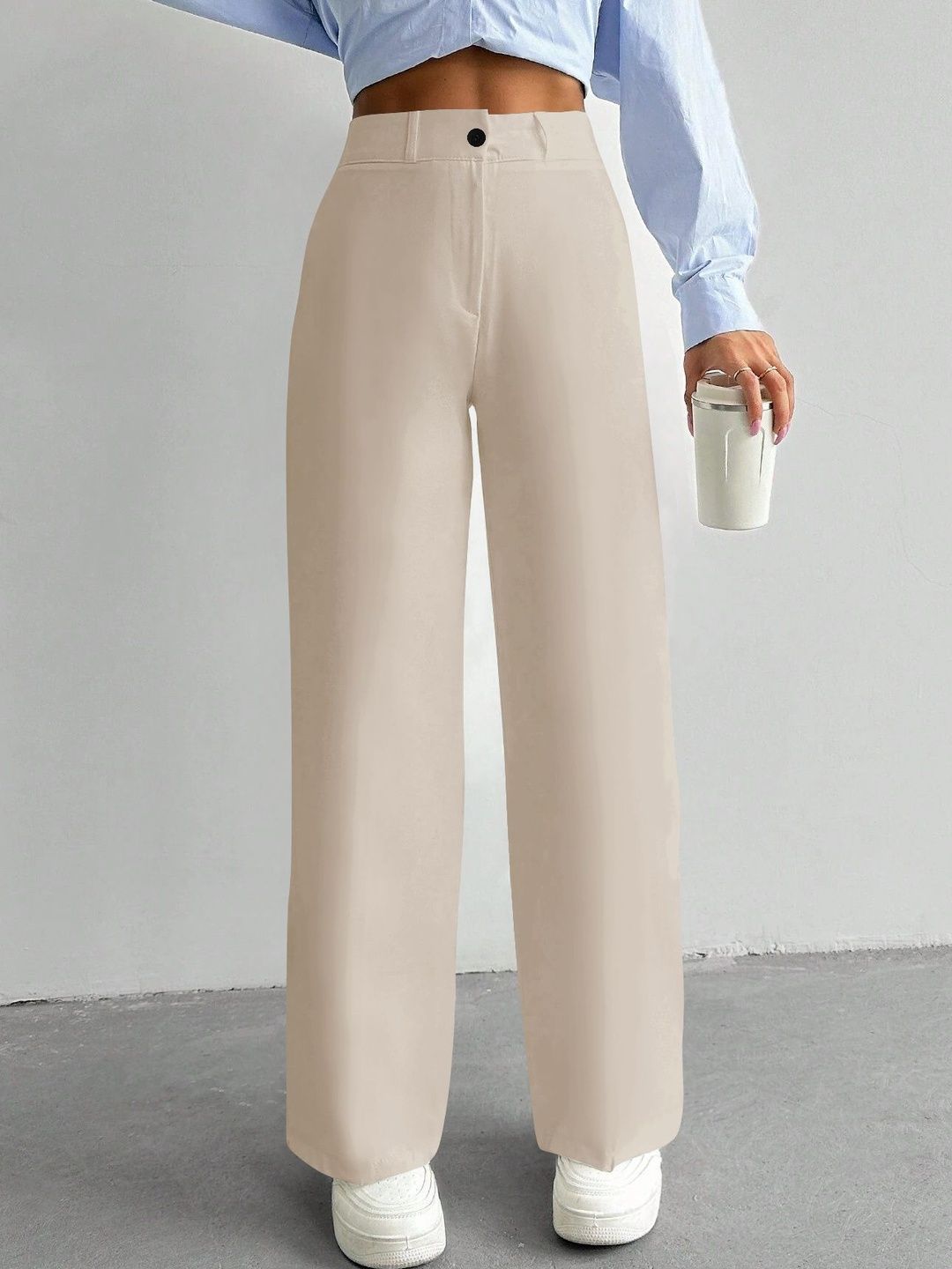BAESD Women Straight Fit High-Rise Easy Wash Trousers-image-15