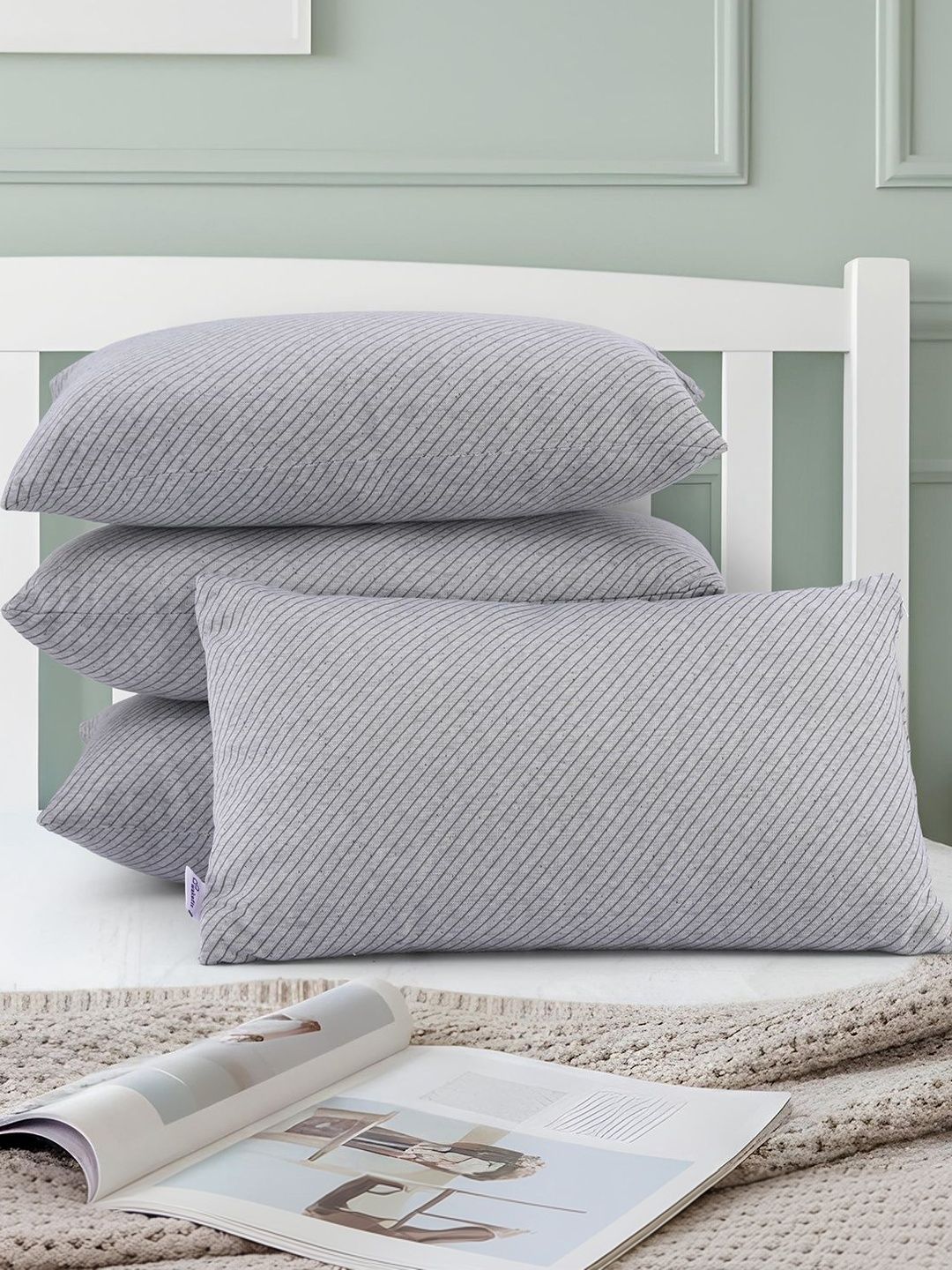 wakefit Grey Set of 4 Fibre Filled Cotton Sleep Pillow-picture-32