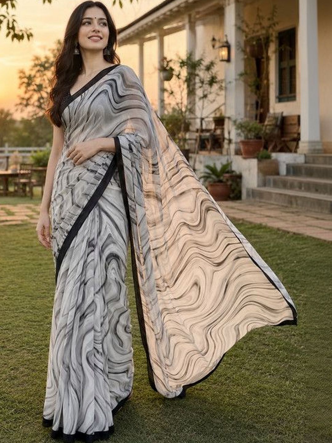VIYONA FASHION Leheriya Poly Georgette Saree-picture-32