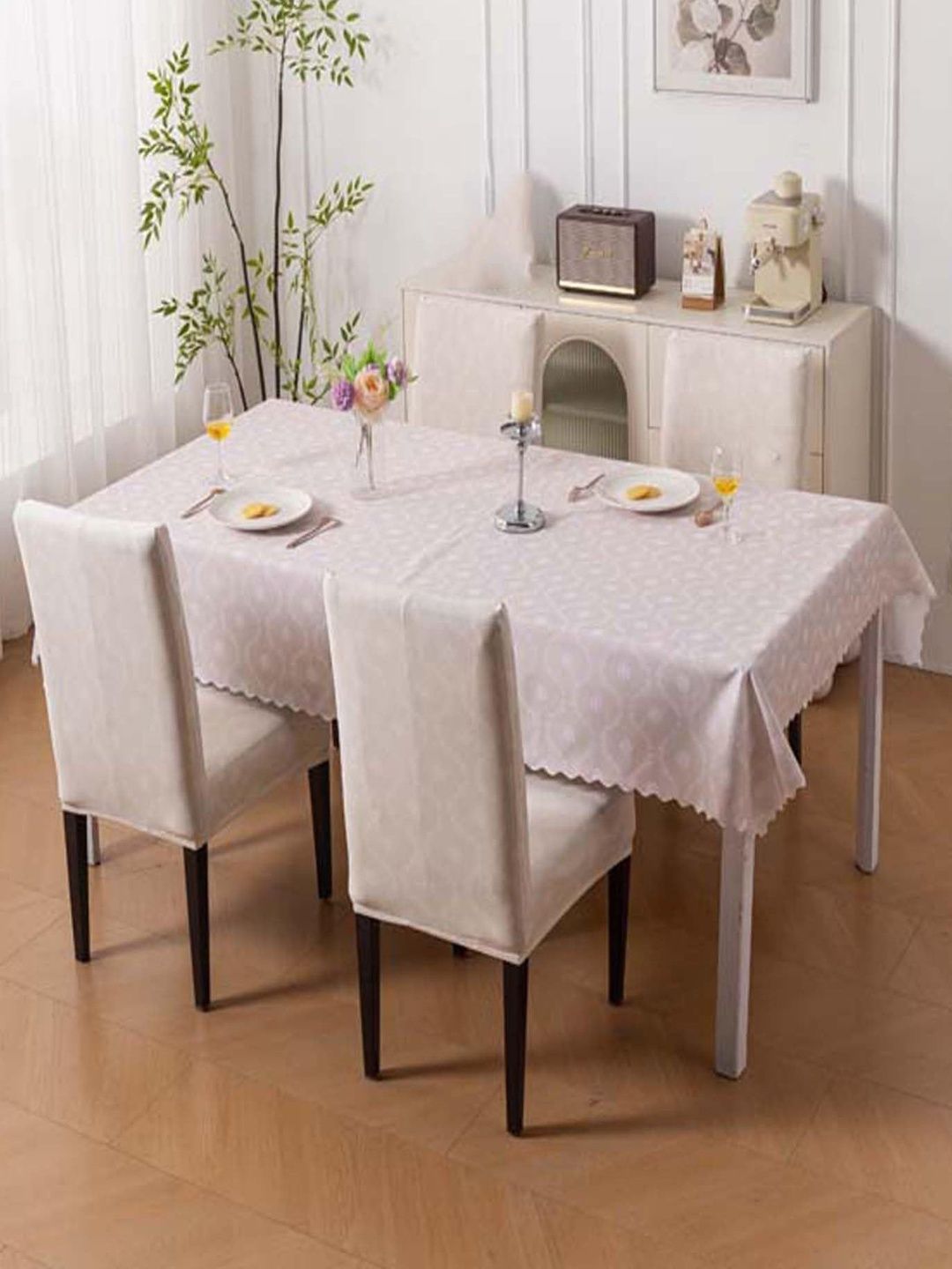 HOUSE OF QUIRK Waterproof For Kitchen Dining 1Pcs Table Cover + 4 Pcs chair Cover-picture-49