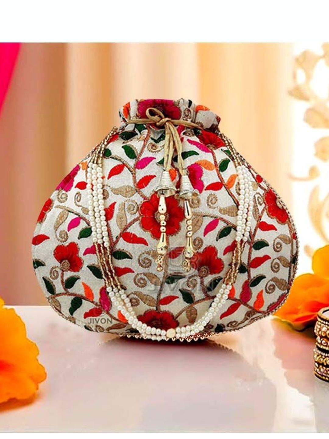 JIVON Embroidered Embellished Potli Clutch-picture-49