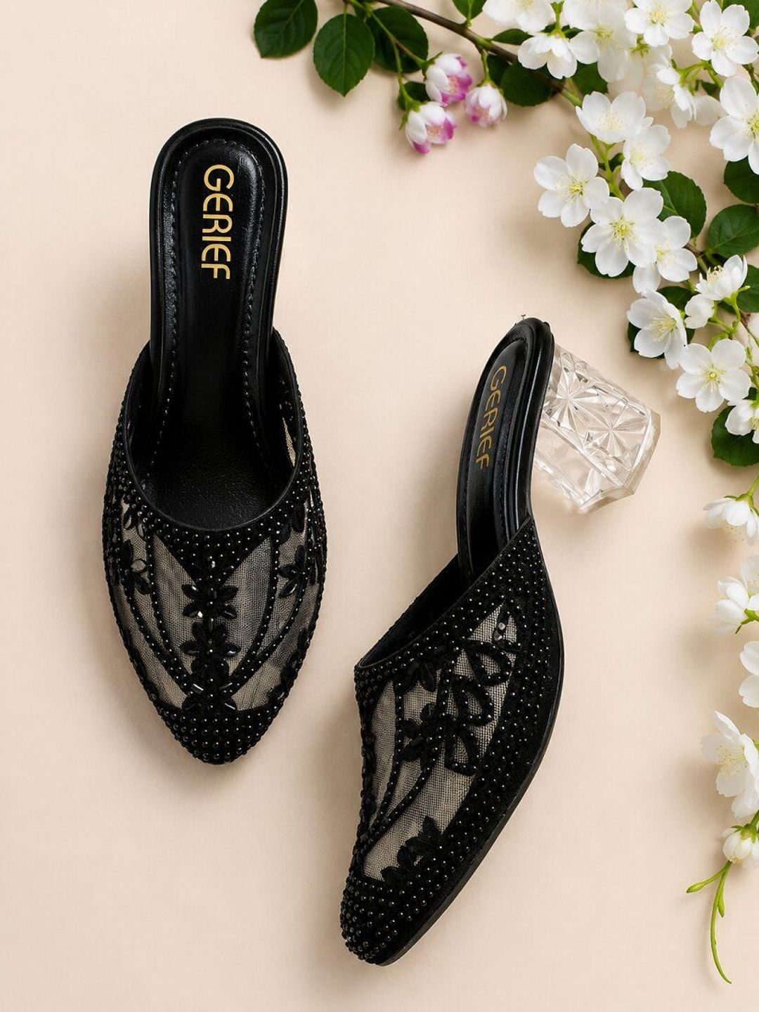 GERIEF Embellished Block Mules-picture-54