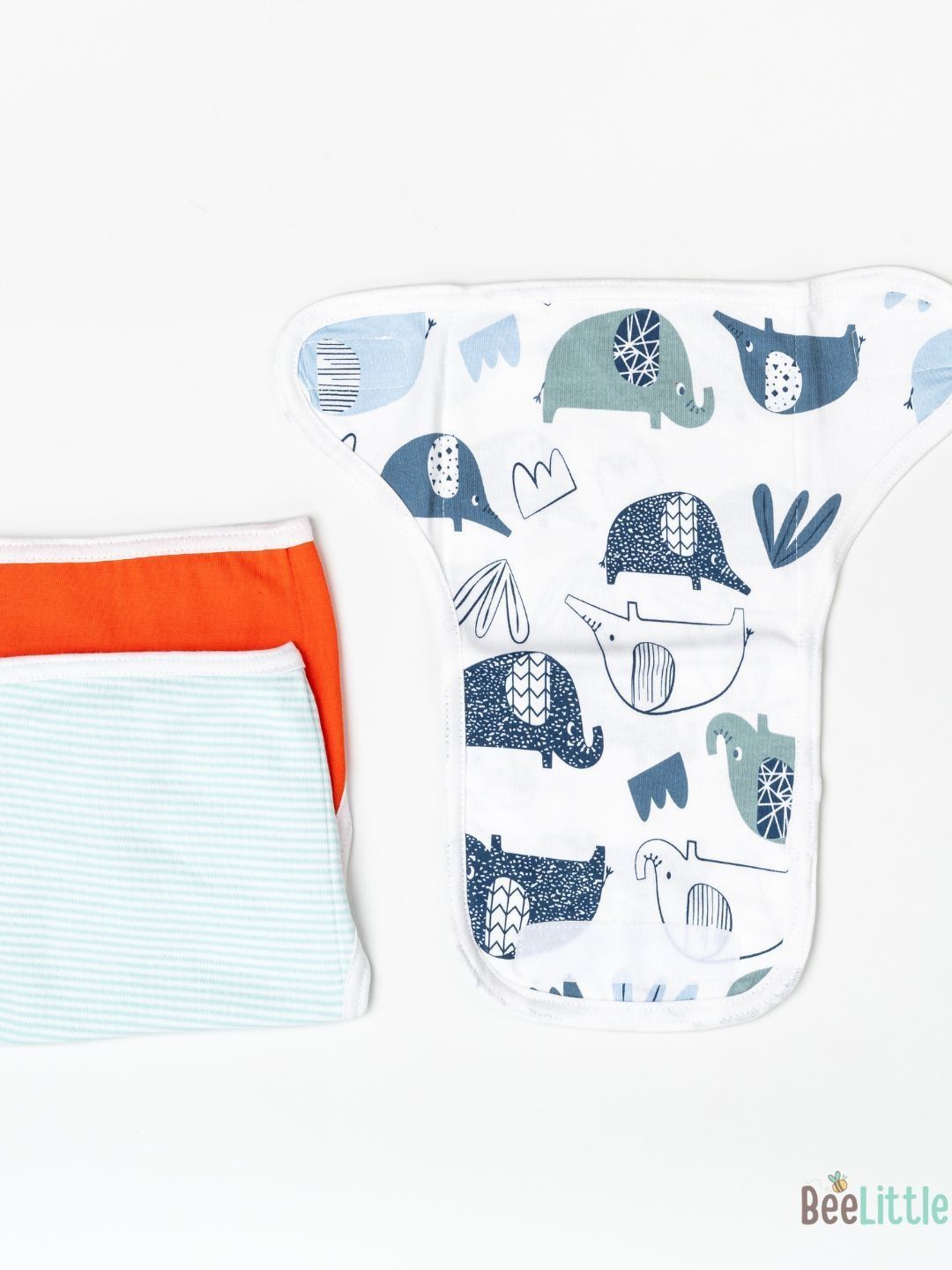 BeeLittle Set Of 3 Blue Elephant Printed Nappy Set-picture-19